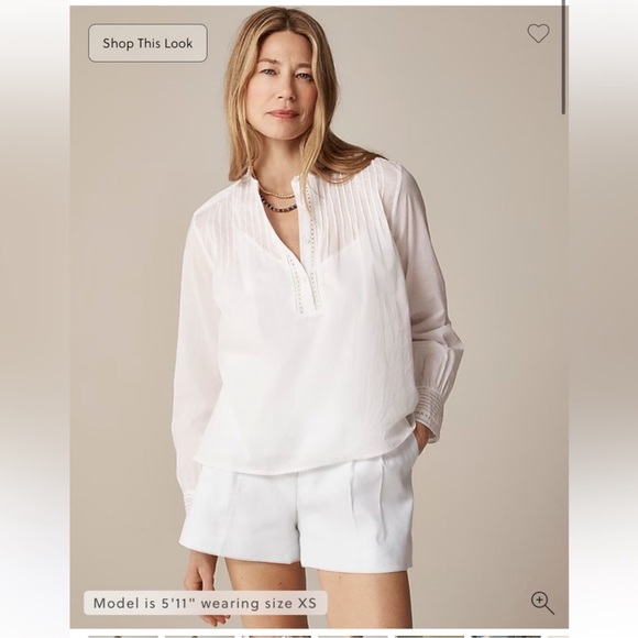 J.Crew Pintuck lace-trim top in cotton voile - Picture 1 of 7